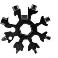 18-in-1 Snowflake Multi-tool, Stainless Compact Portable Outdoor Tool Keychain Bottle Opener black
