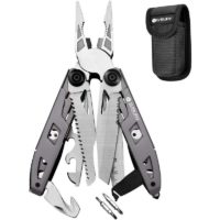 18 in 1 Taschenwerkzeug, Titan-Griff Design Multi-Tool, Faltbares Multitool Edelstahl, Multifunktionale Zange mit Notfallhammer, Schraubendreher,