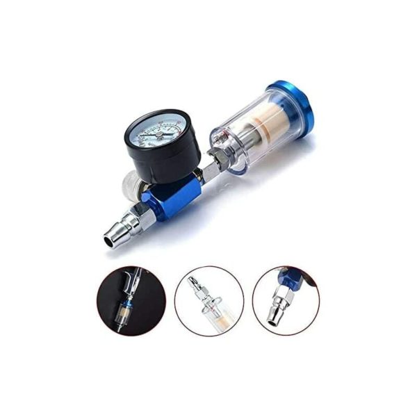 180PSI 1/4 Spray Paint Gun Air Pressure Regulator Gauge Airbrush Compressor and Inline Water Trap Filter