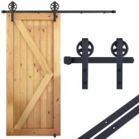180cm/6FT Sliding Door Track Kit Industrial Sliding Door Hardware Sliding Door System Hung Door Track Kit Industrial Sliding Door Hardware Interior