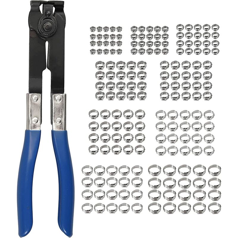 180pcs Single Ear Hose Clamps with Clamp, 304 Stainless Steel Pipe Clamps, Clamp Rings for Indoor Hot Water Pipe, Air Conditioning Pipe