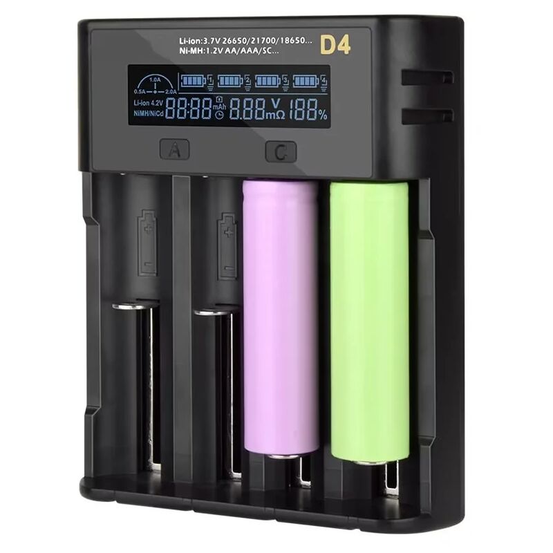 18650 Battery Charger 4 Slot Automatic with Charging lcd Display Mode for Li-ION Ni-MH Ni-CD aa aaa aaaa c 22650 18490 18350 RCR123