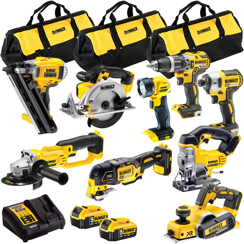18V 9 Piece Power Tool Kit with 2 x 5.0Ah Batteries T4TKIT-878:18V - Dewalt