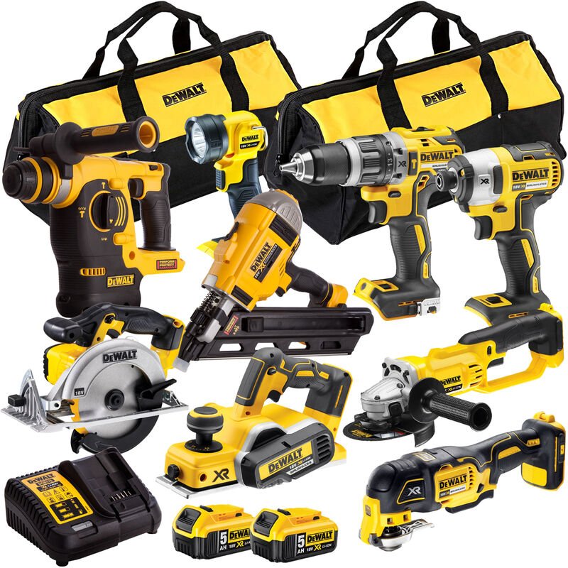 18V 9 Piece Power Tool Kit with 2 x 5.0Ah Batteries T4TKIT-880:18V - Dewalt