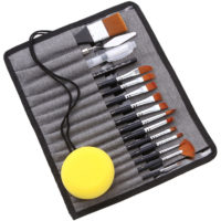 18pcs Artist Paint Brushes Set Bag Pack with Scraper Watercolor Brush Pen Nylon Hair Delicate Wooden Handle Paintbrushes Carry Canvas Case Art