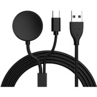 1PC, 2 in 1 S-sung G-laxy Watch 4 Classic Charger Compatiable with Watch4 /3/ Active 1/2 & usb Type c Charging Cable(Black,1M)