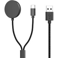 1PC,2 in 1,G-laxy Watch 4 Charger with usb c Charging Cable(Black)