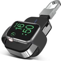 1PC,Magnetic Keychain Power Bank Watch Charger with 4 led Indicators,Portable Wireless Charger,Black