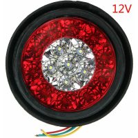1PCS 12V 16LED Universal Car Turn Signal Light Brake Stop Round Tail Light for Truck Trailer Lorry (1x White and Red)