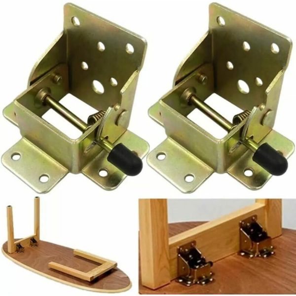 1pair)90 Degree Self-Locking Folding Table Leg Extension Foldable Telescopic Hidden Shelf Support for Desk Bed Hinges