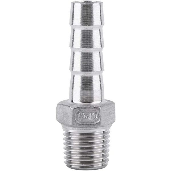 1pc Connexteur Barbed Pipe Fitting to Thread Adapter dfe Stainless Steel Pipe Shank SS304 1/8 3/4 (1/4 10mm) - Langray