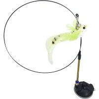 1pc Feather Toys for Cats Fishing Rod Cat Kitten and Kitty Retractable Telescopic with Bell and Suction Cup Wand Teaser Fishing Rod for Indoor(Yellow
