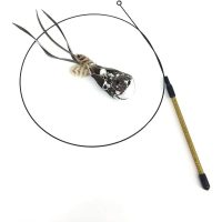 1pc Feather Toys for Cats Fishing Rod Cat Kitten and Kitty Retractable Telescopic with Bell and Suction Cup Wand Teaser Fishing Rod(Man-gray