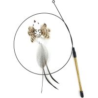 1pc Feather Toys for Cats Fishing Rod Cat Kitten and Kitty Retractable Telescopic with Bell and Suction Cup Wand Teaser Fishing Rod(Sand White