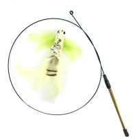 1pc Feather Toys for Cats Fishing Rod Cat Kitten and Kitty Retractable Telescopic with Bell and Suction Cup Wand Teaser Fishing Rod(Yellow