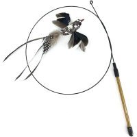 1pc Feather Toys for Cats Fishing Rod Cat Kitten and Kitty Retractable Telescopic with Bell and Suction Cup Wand Teaser Rod (Colorful Long-tailed