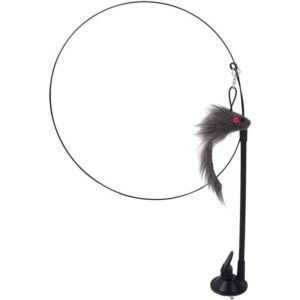 1pc Feather Toys for Cats Fishing Rod Cat Kitten and Kitty Telescopic Retractable with Bell and Suction Cup Wand Teaser Fishing Rod for Indoor(Rat