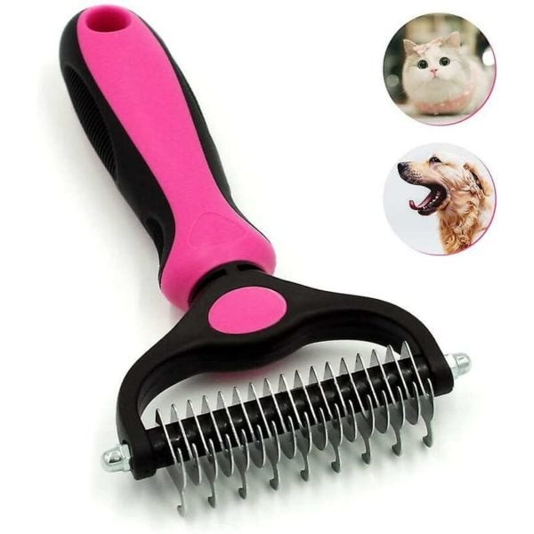 1pcs Pet Grooming Tool - 2 Sided Undercoat Rake for Dogs and Cats - Detangling Comb