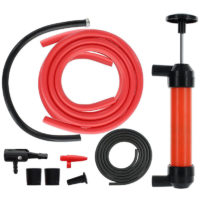 1set Hand Suction Siphon Pump with Air Nozzles, Hand Oil Pump with Two Hose, Siphon Kit for Oil/Liquids in Emergency