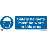 1x safety helmets must be worn Safety Sign - Rigid Plastic 300 x 100mm Warning