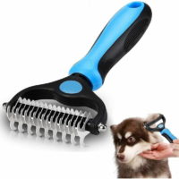 2 In 1 Pet Grooming Tool, Dematting Comb for Dogs & Cats 2 Sided Undercoat Rake, Deshedding Tool Cat Matted Fur Remover