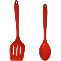 2 Large Utensils - Heat Resistant - Hygienic One Piece Silicone Utensil Set for Mixing and Cooking Shovel + Wrench