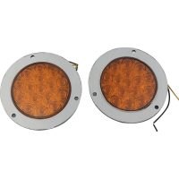 2 Pack 16 led Round Tail Lights for Car Truck Trailer 10-30V (Yellow)