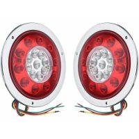 2 Pack 19 LED Round Tail Lights Yellow Red Truck Trailer Lorry Turn Signal Lights 10-30V Silver,