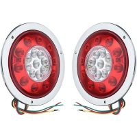 2 Pack 19 led Round Rear Tail Lights Amber Red Truck Trailer Truck Turn Signal 10-30V Silver