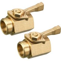 2 Pack 3/4 in. Heavy Duty Brass Garden Hose Shut Off Valves with 2 Hose Joints