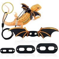 2 Pack Adjustable Lizard Leashes, 3 Size Bearded Dragon Harness with Wings, Soft Leather Reptile Leash for Lizard Gecko Pet for Safe Walking (Black)