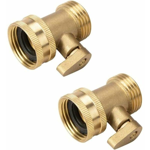 2 Pack Brass Garden Hose Shut Off Valves, Heavy Duty Water Hose Connector Shut Off Ball Valve Hose Adapter