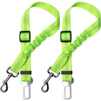 2 Pack Car Dog Safety Belt, with Shock Absorption and Adjustable Elastic Carabiner Dog Harness Premium Safety Harness for All Dogs and Cats, Green