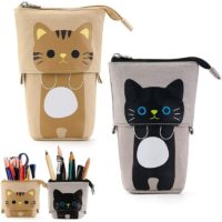 2 Pack Cat Shaped Telescopic Pencil Case for Kids Students School Gifts