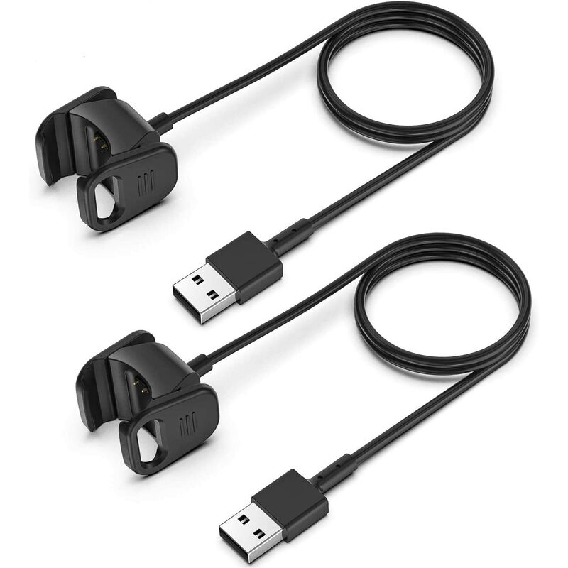 2-Pack, Charger Cable Compatible with F-b Charge 4, Replacement usb Charging Cable Cord Clip Dock Accessories Adapter (Black,3.3Ft/1M)