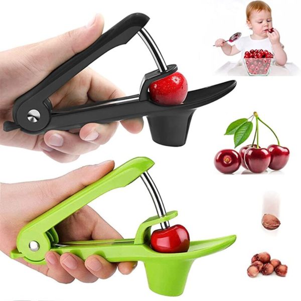 2 Pack Cherry Pitter, Olive Pitter Tool for Removing Cherry Seeds, Cherry Pitter Tool with Space-Saving Locking Design, Multi-Function Pitter for