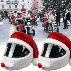 2 Pack Christmas Motorcycle Helmet Covers Motorbike Helmet Personalized Santa Claus Helmet(No Helmet)