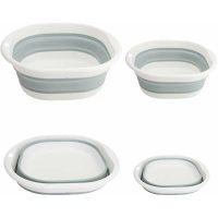 2 Pack Collapsible Bowl Collapsible Basin Collapsible Round Silicone Sink Multifunctional for Camping Caravan Outdoor Activities Cooking Travel