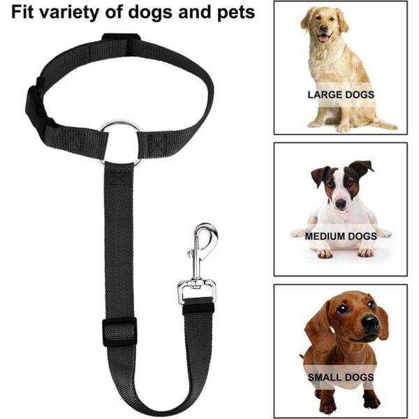 2 Pack Dog Safety Harness Universal, Adjustable and Durable Dog Cat Harness with Carabiner, Dog Safety Harness Dog Car Safety Harness, Black