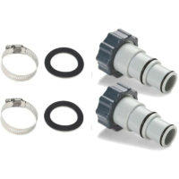2 Pack Replacement Threaded Clamp-on Hose Adapters for Intex Pool Assemblies with 1.5 and 1.25 inch Hoses - Fits Filter Pumps, Chlorine Generators