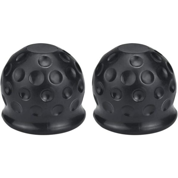 2 Pack Rubber Trailer Hitch Covers - Hitch Ball Protective Caps - Black - For Cars, Trucks, Utility Vehicles, Trailers, Boats