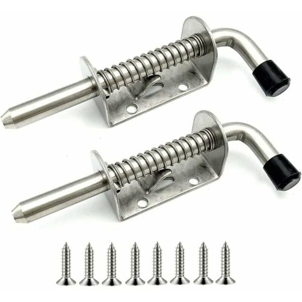 2 Pack Spring Loaded Stainless Steel Latch for Garage Door Shed Yard Chicken Coop (128mm)