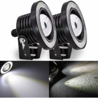 2 Pack Universal High Power 6.3 White LED Headlight COB Halo Angel Eyes DRL Rings Driving Lights