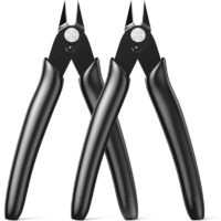 2 Pack Wire Cutters Zipper Tie Cutters 5 Inch Precision Wire Cutters Hobby Shears Small Side Cutting Pliers for Jewelry Making, Electronics - Black