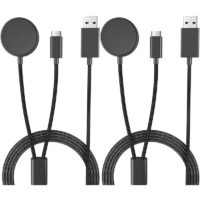 2 Pack,2 in 1 Charger Cable ,Compatible with S-sung G-laxy Watch 4/3/Active/Active 2 Wireless Charger Dock, usb c Charging Cable for