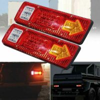 2 Pcs 12V Truck Trailer Tail Light 19 LED Waterproof Brake Light Reverse Turn Signal Tail Lights License Plate Lights for RV Trailer Van Snowmobile