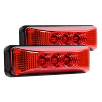 2 Pcs 3.9 inch 3 Leds Truck Trailer Front Rear Led Side Marker Light (Red)