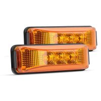 2 Pcs 3.9 inch 3 Leds Truck Trailer Front Rear Led Side Marker Light (Yellow)