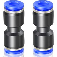 2 Pcs Blue 4mm OD Straight Push to Connect Fittings (PU-4)