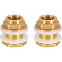 2 Pcs DN20 3/4 Brass Water Tank Water Hose Fitting Adapter Faucet Rain Bucket Socket Brass Tank Socket for Faucet Rain Bucket Water Tank